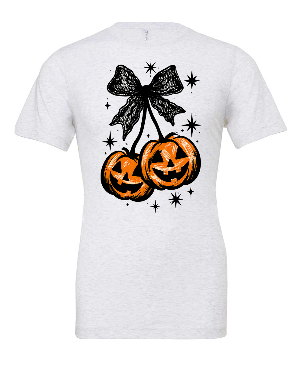 Halloween Pumpkin Cherries Preppy Bow T-Shirt