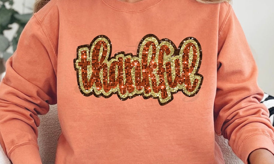 Thankful Faux Sequin T-Shirt