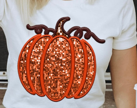 Pumpkin Faux Sequin T-Shirt
