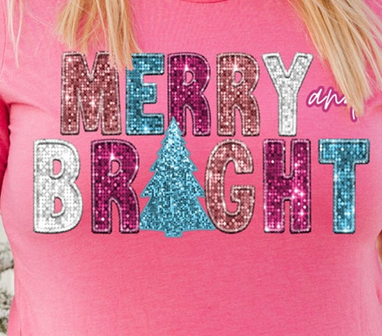 Merry and Bright Faux Sequin Crewneck