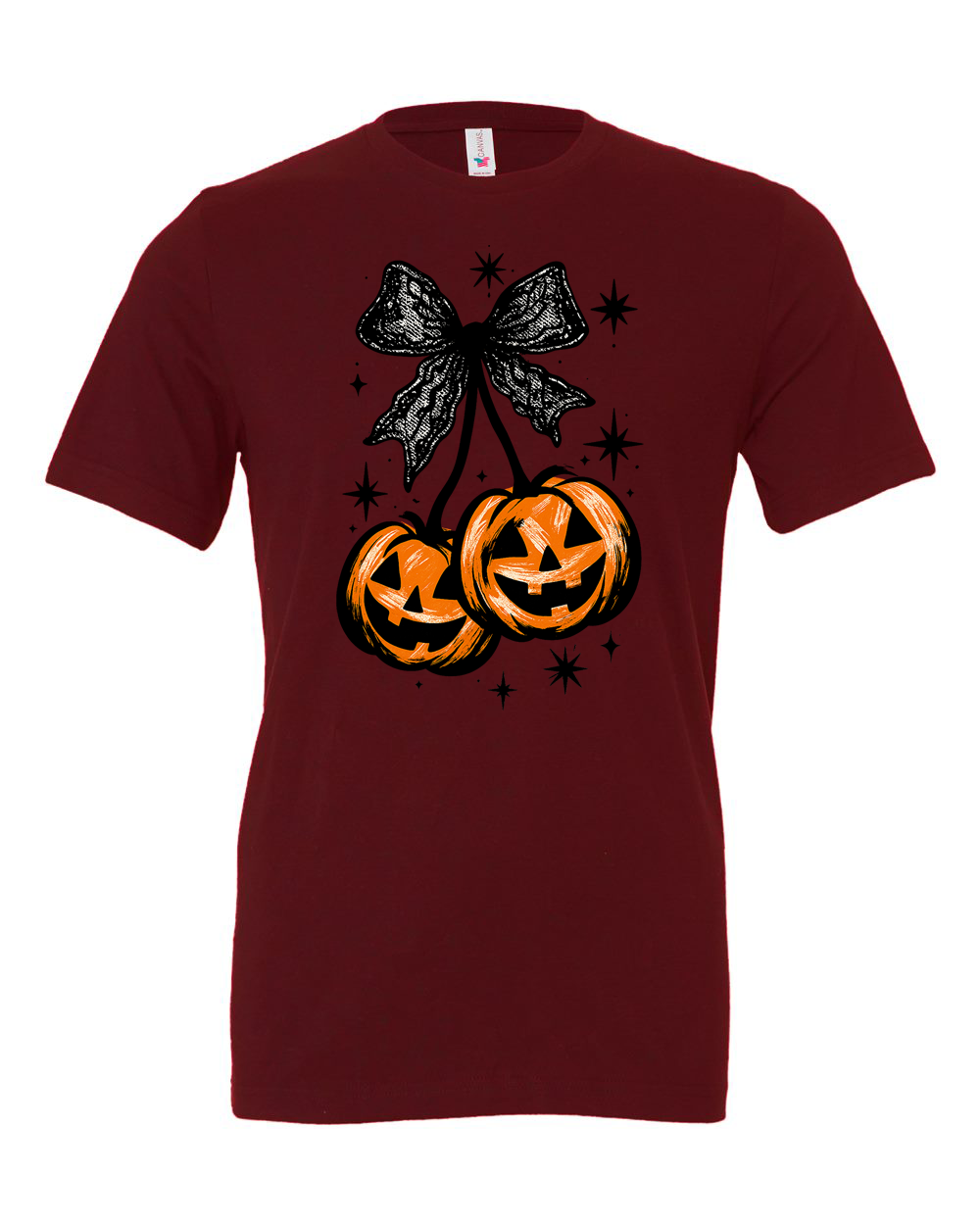 Halloween Pumpkin Cherries Preppy Bow T-Shirt