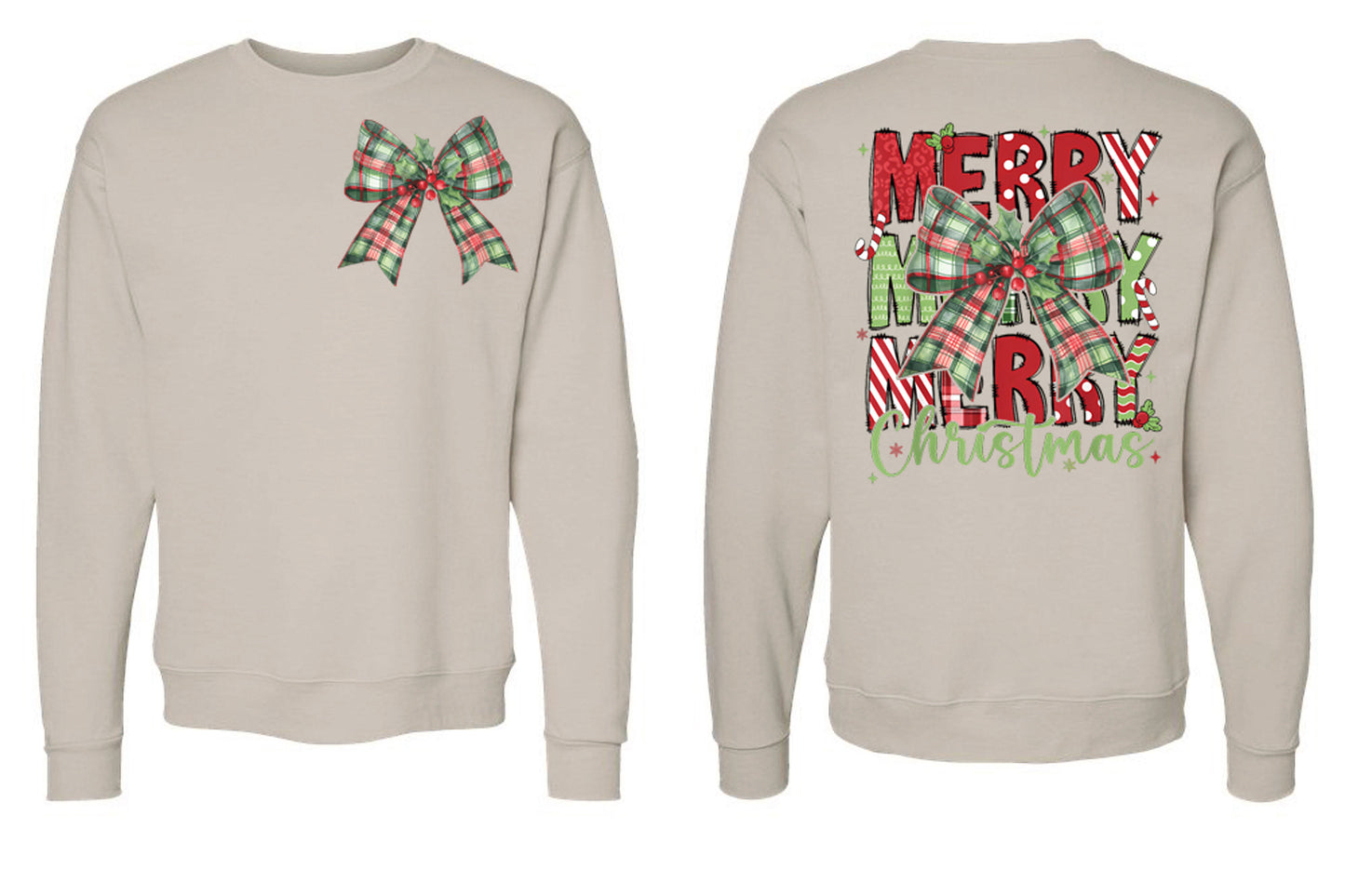 Merry Christmas Bow Front and Back