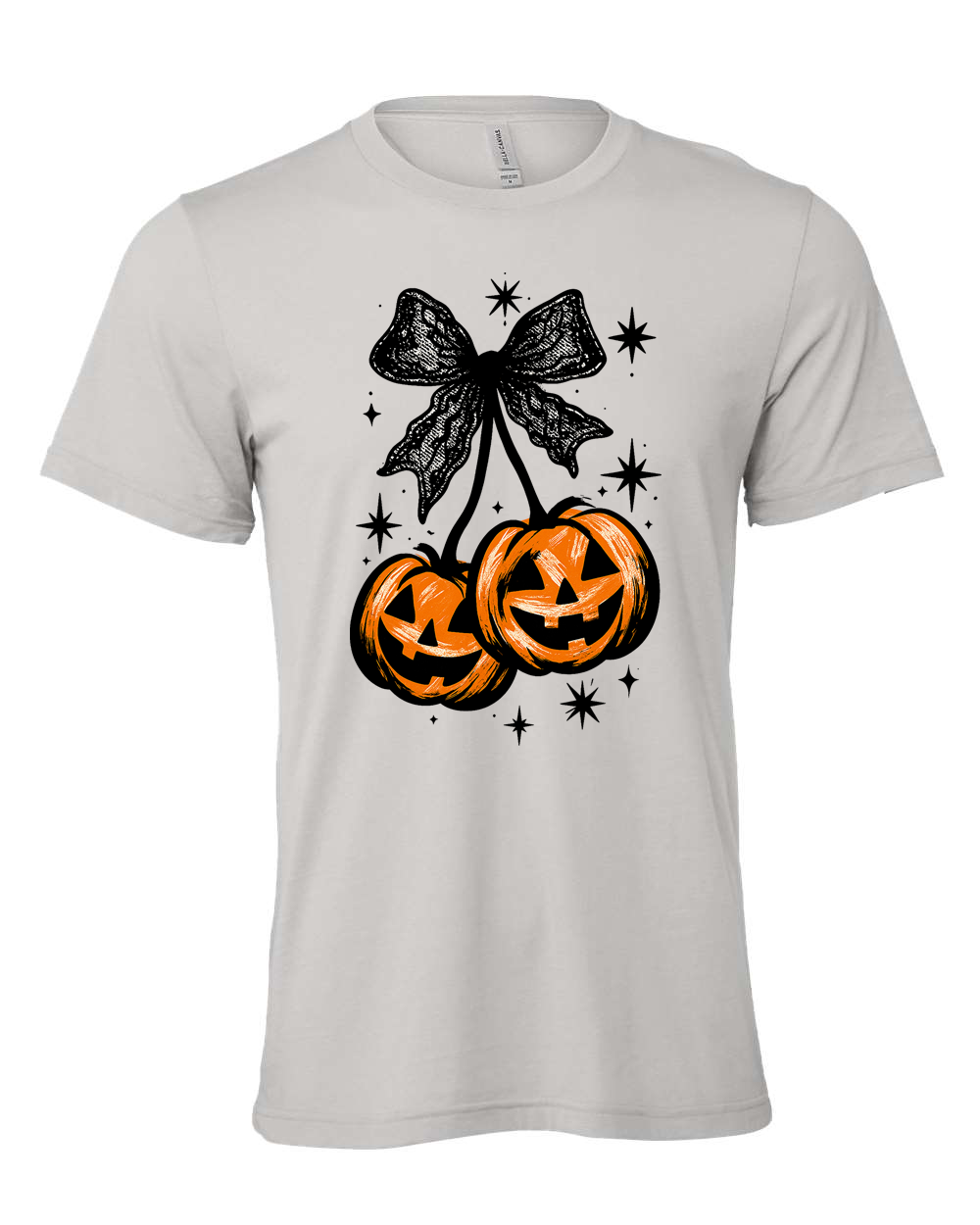Halloween Pumpkin Cherries Preppy Bow T-Shirt