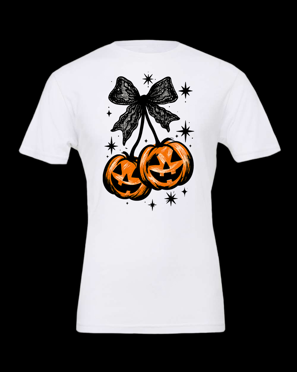 Halloween Pumpkin Cherries Preppy Bow T-Shirt
